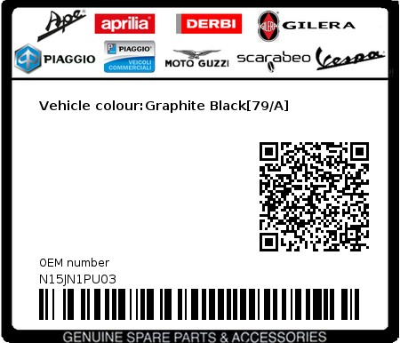 Product image: Piaggio - N15JN1PU03 - Vehicle colour:Graphite Black[79/A]  0