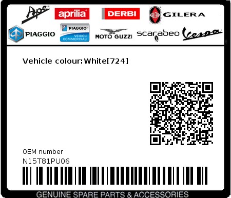 Product image: Piaggio - N15T81PU06 - Vehicle colour:White[724]  0