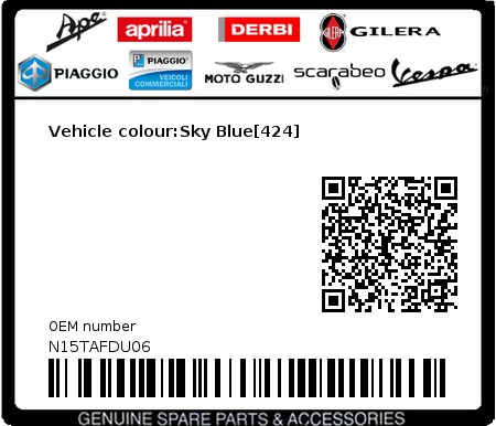 Product image: Piaggio - N15TAFDU06 - Vehicle colour:Sky Blue[424]  0