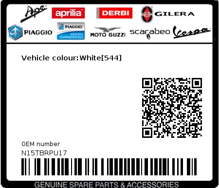 Product image: Piaggio - N15TBRPU17 - Vehicle colour:White[544]  0