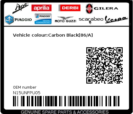 Product image: Piaggio - N15UNFPU05 - Vehicle colour:Carbon Black[86/A]  0