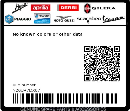 Product image: Piaggio - N26UR7DX07 - No known colors or other data  0