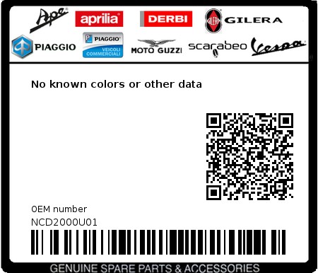 Product image: Piaggio - NCD2000U01 - No known colors or other data  0