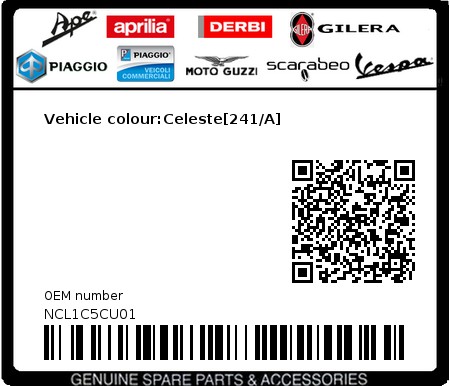 Product image: Piaggio - NCL1C5CU01 - Vehicle colour:Celeste[241/A]  0