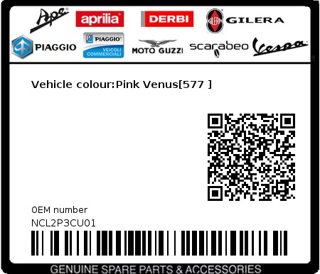 Product image: Piaggio - NCL2P3CU01 - Vehicle colour:Pink Venus[577 ]  0