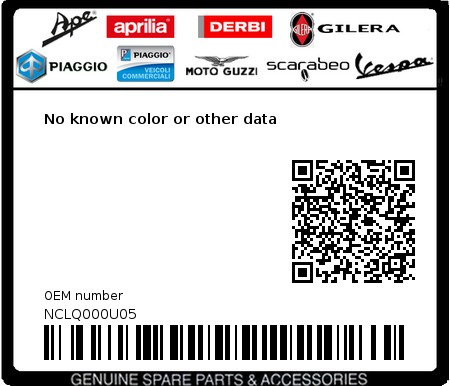 Product image: Piaggio - NCLQ000U05 - No known color or other data  0