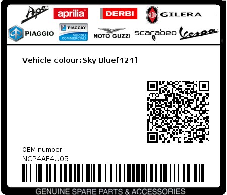 Product image: Piaggio - NCP4AF4U05 - Vehicle colour:Sky Blue[424]  0