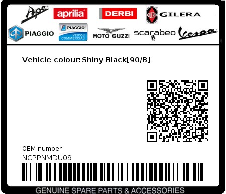 Product image: Piaggio - NCPPNMDU09 - Vehicle colour:Shiny Black[90/B]  0