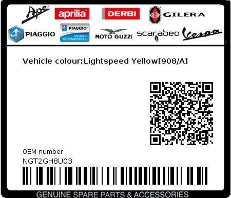Product image: Piaggio - NGT2GH8U03 - Vehicle colour:Lightspeed Yellow[908/A]  0