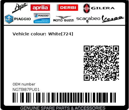Product image: Piaggio - NGTB87PU01 - Vehicle colour: White[724]  0