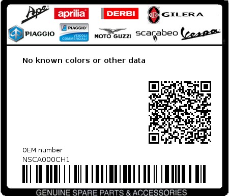 Product image: Piaggio - NSCA000CH1 - No known colors or other data  0