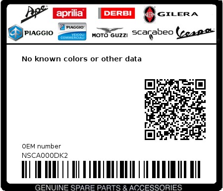Product image: Piaggio - NSCA000DK2 - No known colors or other data  0