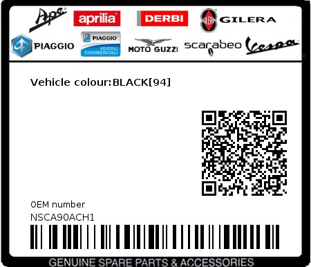 Product image: Piaggio - NSCA90ACH1 - Vehicle colour:BLACK[94]  0