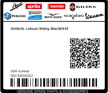 Product image: Piaggio - NSCA90ADK2 - Vehicle colour:Shiny Black[94]  0