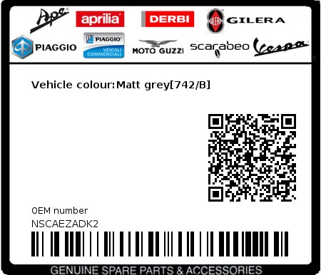 Product image: Piaggio - NSCAEZADK2 - Vehicle colour:Matt grey[742/B]  0