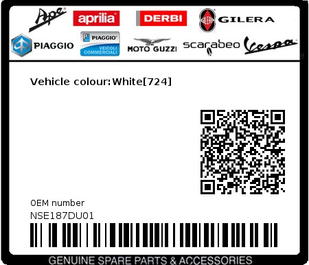 Product image: Piaggio - NSE187DU01 - Vehicle colour:White[724]  0