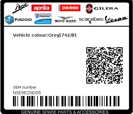 Product image: Piaggio - NSE9EZND05 - Vehicle colour:Grey[742/B]  0