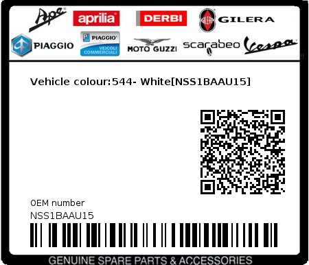 Product image: Piaggio - NSS1BAAU15 - Vehicle colour:544- White[NSS1BAAU15]  0