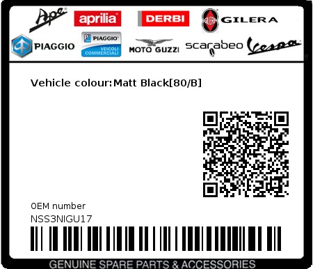 Product image: Piaggio - NSS3NIGU17 - Vehicle colour:Matt Black[80/B]  0