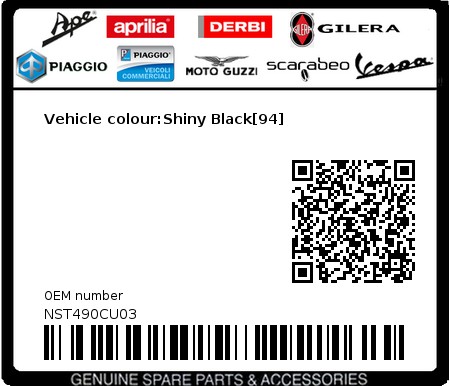Product image: Piaggio - NST490CU03 - Vehicle colour:Shiny Black[94]  0