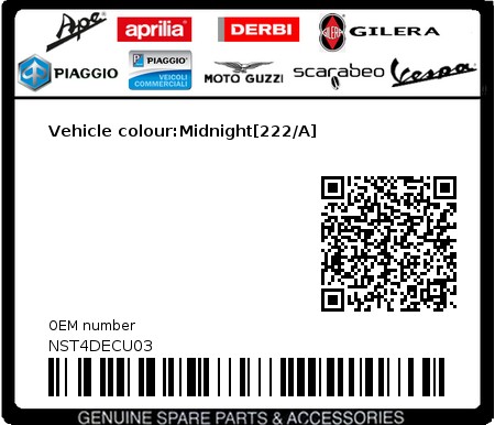 Product image: Piaggio - NST4DECU03 - Vehicle colour:Midnight[222/A]  0