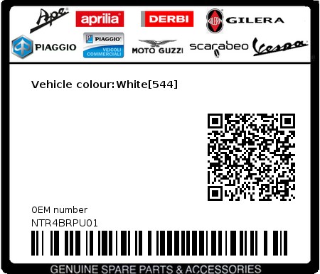 Product image: Piaggio - NTR4BRPU01 - Vehicle colour:White[544]  0