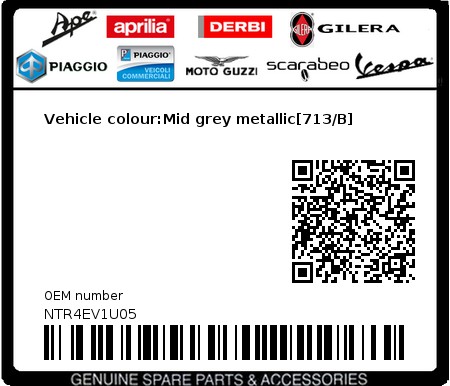 Product image: Piaggio - NTR4EV1U05 - Vehicle colour:Mid grey metallic[713/B]  0