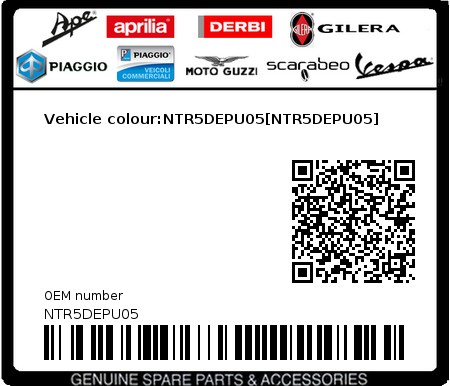 Product image: Piaggio - NTR5DEPU05 - Vehicle colour:NTR5DEPU05[NTR5DEPU05]  0