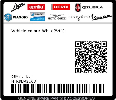 Product image: Piaggio - NTR9BR2U03 - Vehicle colour:White[544]  0