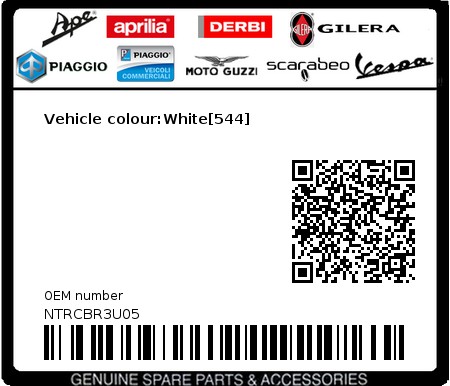 Product image: Piaggio - NTRCBR3U05 - Vehicle colour:White[544]  0