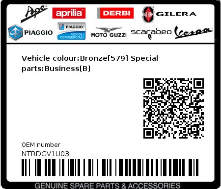 Product image: Piaggio - NTRDGV1U03 - Vehicle colour:Bronze[579] Special parts:Business[B]  0