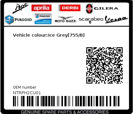 Product image: Piaggio - NTRPH2CU01 - Vehicle colour:Ice Grey[755/B]  0