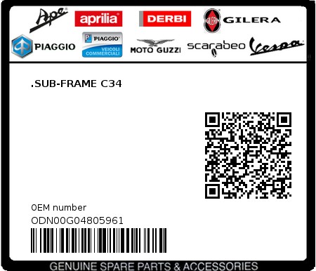 Product image: Piaggio - ODN00G04805961 - .SUB-FRAME C34  0