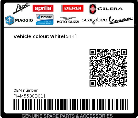 Product image: Piaggio - PI4M5530B011 - Vehicle colour:White[544]  0