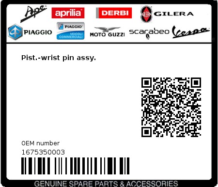 Product image: Vespa - 1675350003 - Pist.-wrist pin assy.   0