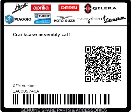 Product image: Vespa - 1A0009740A - Crankcase assembly cat1  0