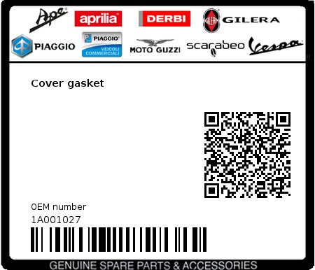 Product image: Vespa - 1A001027 - Cover gasket   0