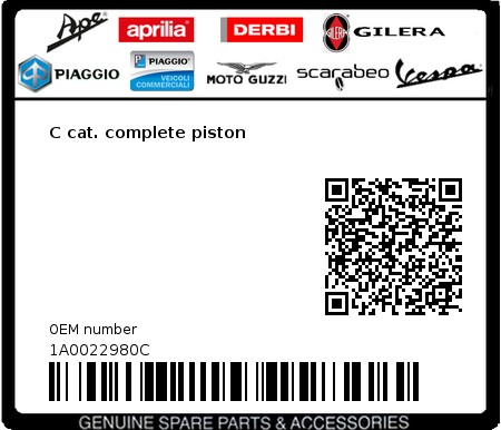 Product image: Vespa - 1A0022980C - C cat. complete piston  0