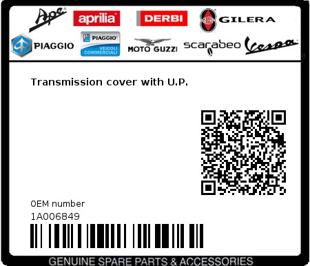 Product image: Vespa - 1A006849 - Transmission cover with U.P.  0