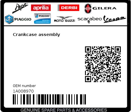 Product image: Vespa - 1A008970 - Crankcase assembly  0