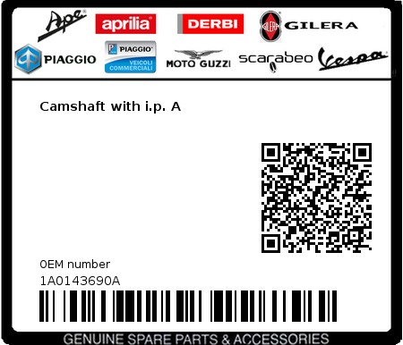 Product image: Vespa - 1A0143690A - Camshaft with i.p. A  0