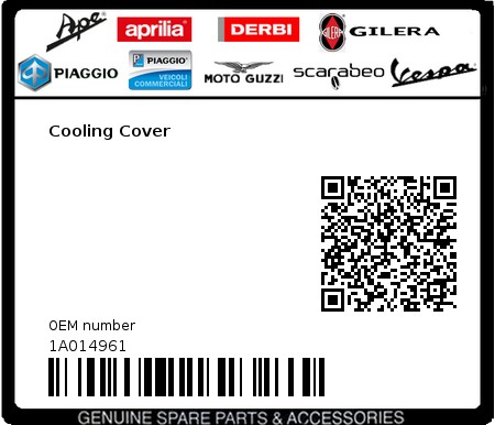 Product image: Vespa - 1A014961 - Cooling Cover  0