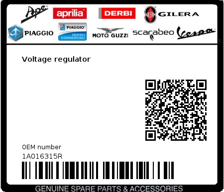 Product image: Vespa - 1A016315R - Voltage regulator  0