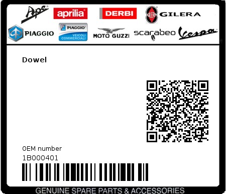 Product image: Vespa - 1B000401 - Dowel   0