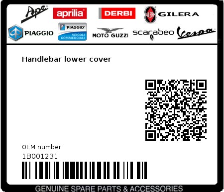 Product image: Vespa - 1B001231 - Handlebar lower cover   0