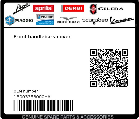 Product image: Vespa - 1B003353000HA - Front handlebars cover  0