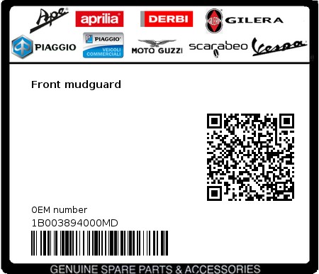 Product image: Vespa - 1B003894000MD - Front mudguard  0