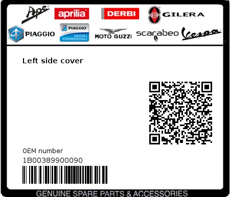 Product image: Vespa - 1B00389900090 - Left side cover  0