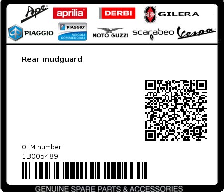 Product image: Vespa - 1B005489 - Rear mudguard  0