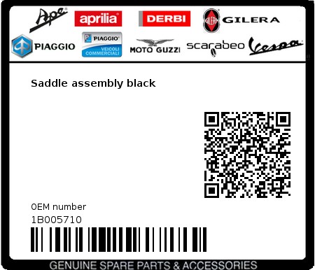 Product image: Vespa - 1B005710 - Saddle assembly black  0